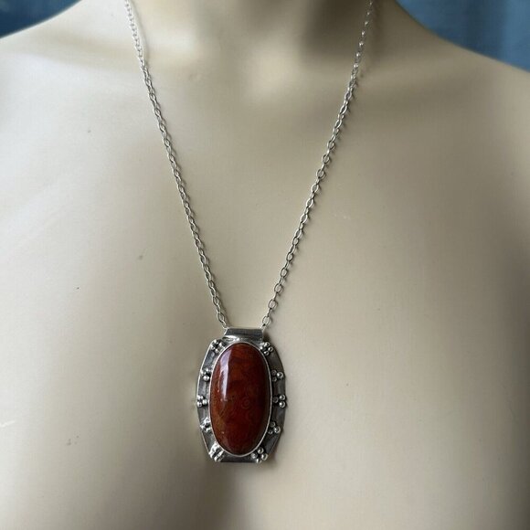 Ray Youmans Dinosaur Therapod Gembone Pendant Necklace Sterling 20" Silver 25.0g - Picture 4 of 12